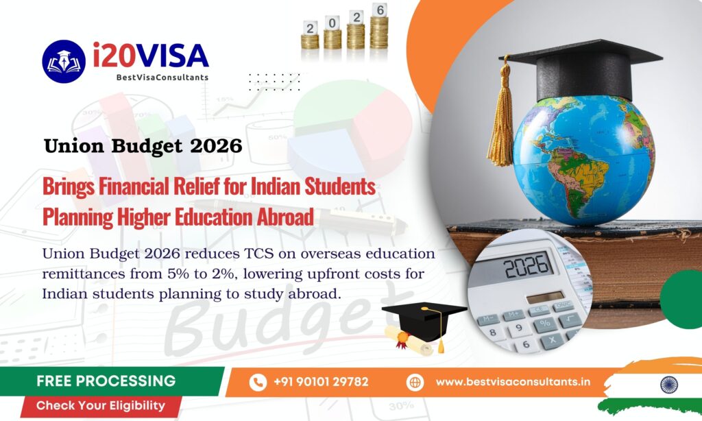 Union Budget 2026 Reduces TCS for Study Abroad Students: Big Relief for Indian Aspirants - visa i20 - i20 visa